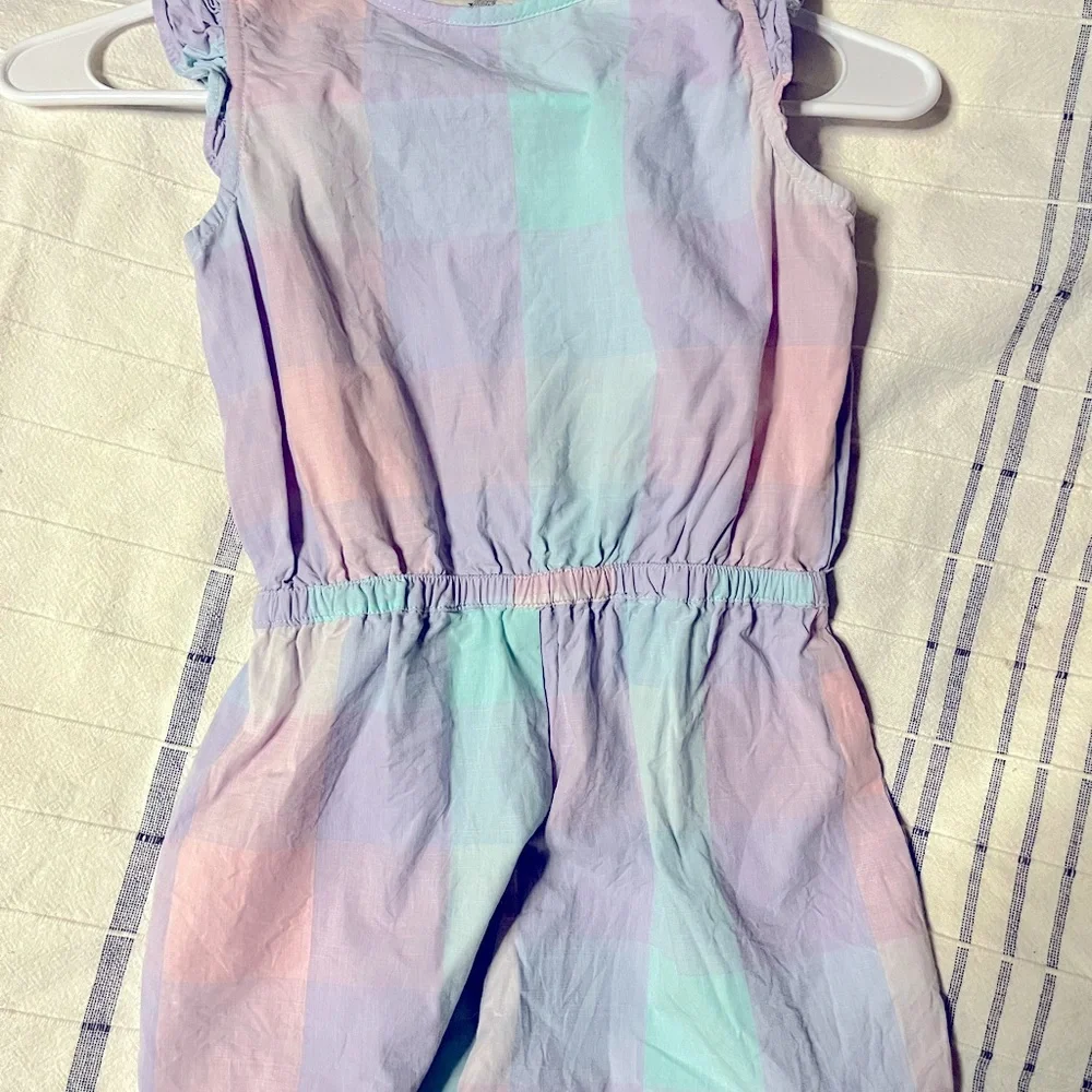 Cotton Candy Plaid Tie Waist Romper by Ruffle Butts, 6Y